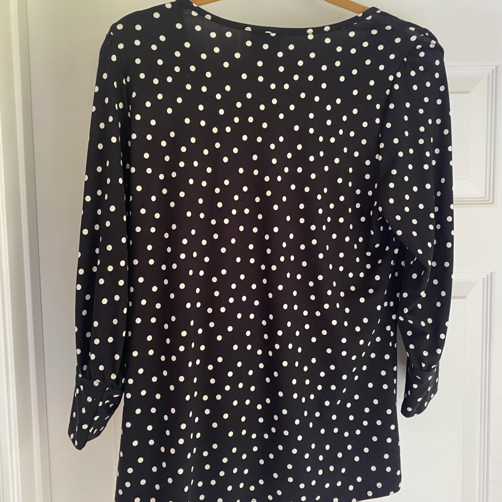 Bobeau Black and White Polka Dot Blouse - Picture 2 of 3
